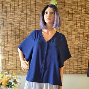 💚 Oversized Gauzey Button-Up Women's Top